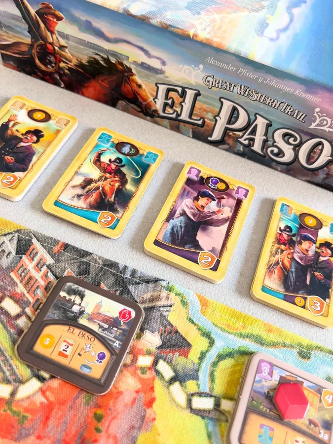 ボードゲーム「グレート・ウエスタン・トレイル：エルパソ」の労働者カード。カウボーイ・建築士・技師のカード